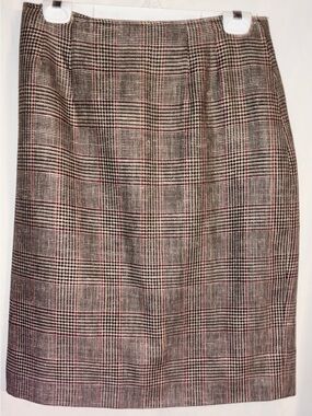Alan Austin Vintage Plaid Skirt Zip & Button Closure Size 46 US 10 Made In Italy